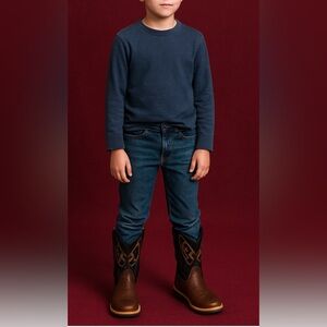 Boys Black and Brown Magellan Brand Western Boots Size 3